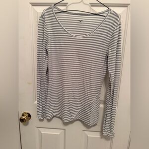 Horny Toad Gray and White Striped Top